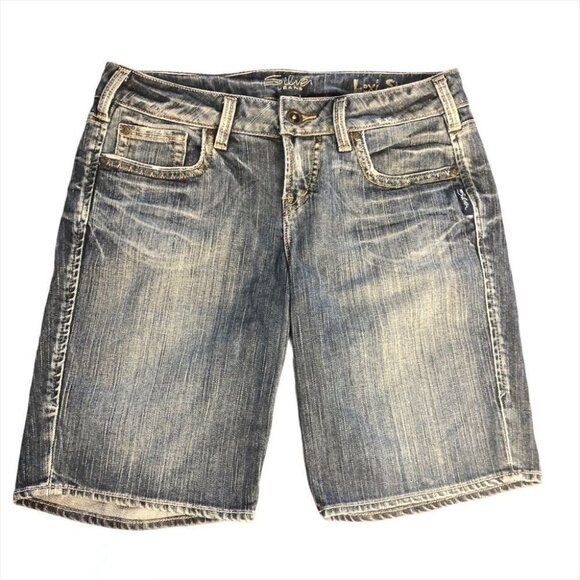 Silver Jeans Lexi Burmuda Denim Jean Shorts Size 28 - Picture 1 of 7